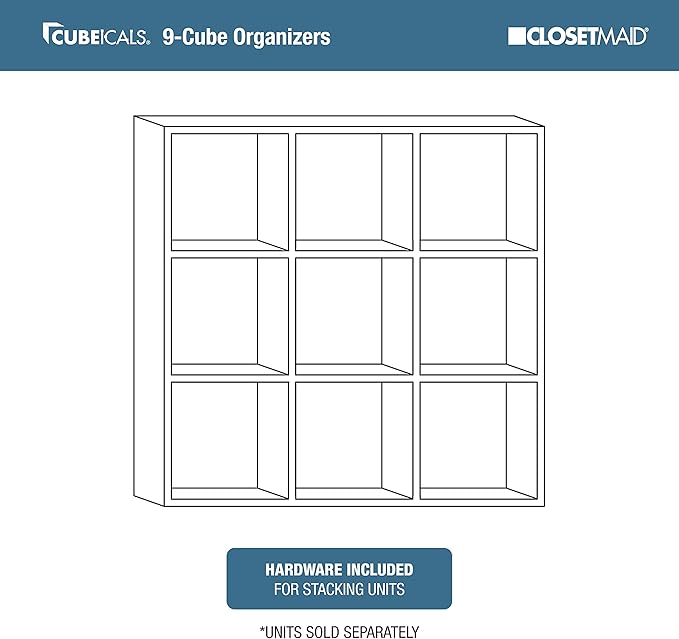 ClosetMaid 4167 Cubeicals Organizer, 9-Cube, Natural Gray