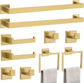 10-Piece Bathroom Hardware Accessories Set-Brushed Gold Towel Bar, Holder & Racks-SUS304 Stainless Steel-Wall Mounted,23.6-Inch