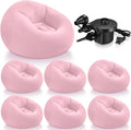 Realspring 6 Pcs Bean Bag Chairs for Adults Inflatable Chairs with Electric Air Pump,Blow up Couch Folding Portable Inflatable Couch Lazy Sofa for Reading Living Room Camping (Pink)