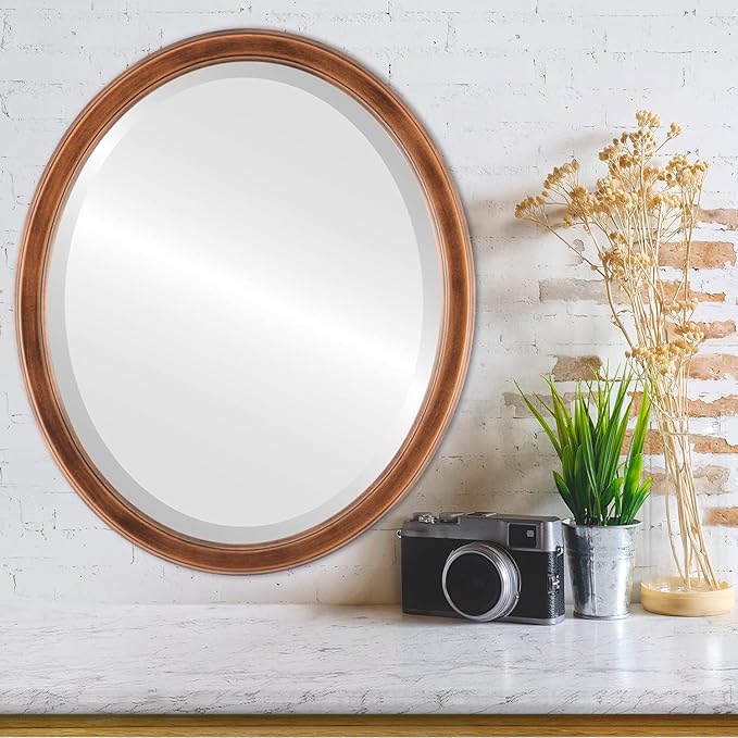 OVALCREST Oval Beveled Wall Mirror for Home Decor - Toronto Style - Sunset Gold - 26" x 20"