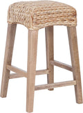 JONATHAN Y CSL1101B Maui 25.5" Rustic Bohemian Hyacinth/Wood Backless Counter Stool for Home, Kitchen, Dining Room, Workspaces, Cafes and Resturants, Natural Woven Seat with Natural Wood Frame
