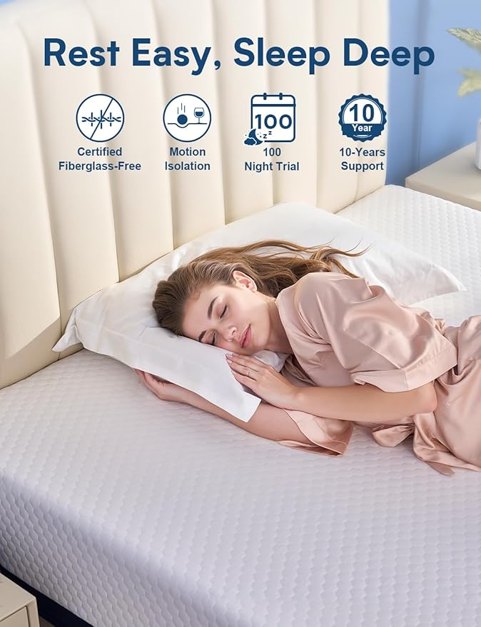 California King Mattress Firm, 14 Inch Cooling Gel Memory Foam Mattress, Back Pain Relief, Cooling Ice Silk Cover, Bed Mattress in Box, CertiPUR-US Certified