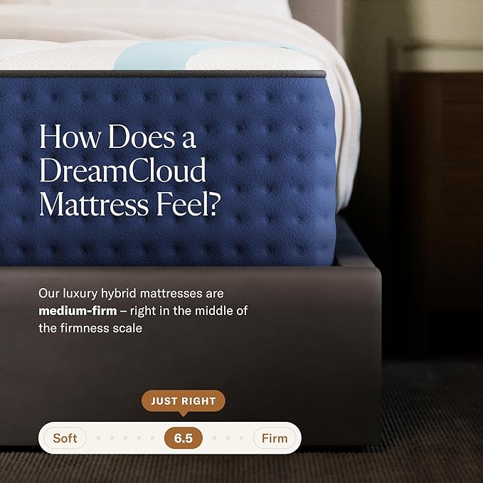 DreamCloud Premier 13" Cal King Mattress - Luxury Hybrid Memory Foam - 365 Night Trial - Premium Pressure-Relieving Layers - Forever Warranty - Mattress in a Box - CertiPUR-US Certified