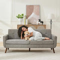 Tbfit Loveseat Sofa, 77" W Mid Century Modern Love Seat Small Loveseat for Bedroom, Button Tufted Upholstered Small Couch Sofa for Living Room, Gray