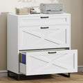 File Cabinet 3 Drawers Lateral File Cabinet for Letter/Legal/A4 Size Hanging Files, Large Wood File Storage Cabinets Printer Stand for Home Office, White and Black