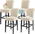 H.VERSAILTEX 100% Waterproof Bar Stool Covers Rectangular Pub Counter Stool Chair Covers Washable Counter Height Stool Seat Covers Jacquard Crizzle Pattern Removable High Chair Cover Set of 4, Ivory