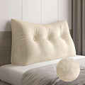 WOWMAX Wedge Pillow Headboard Dorm Headboard Twin XL Bed Cream Bolster Pillow for Bed, Jacquard Satin Fabric 100% Pure Cotton, Light Beige