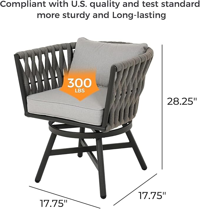 Grand patio 11-Piece Outdoor Dining Set for 10, Patio Dining Furniture Set for 10 Swivel Rope Wicker Chairs & 1 Extendable Rectangular Dining Table, Light Gray Brown