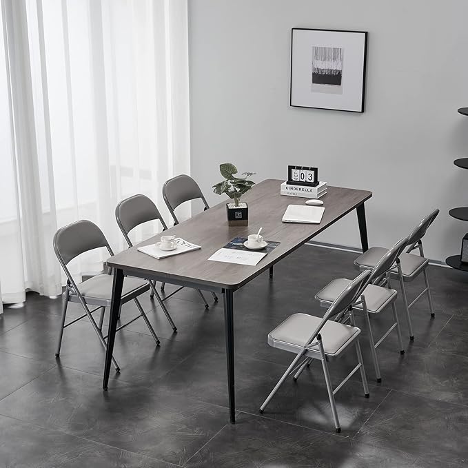 10 Pack Grey Folding Chairs with Padded Seats, Portable Stackable Foldable Chairs for Indoor and Outdoor, Commercial Seat with Metal Frame for Events Office Wedding Party, 330lbs Capacity