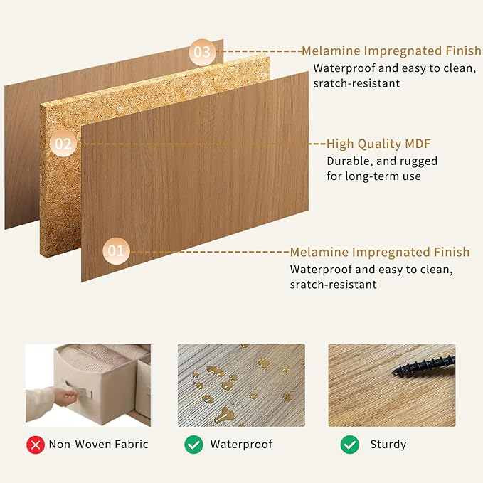 9 Drawer Dresser for Bedroom with Deep Drawers, 63" Wide Wood Dresser, Large Floor Chest of Drawers, Modern Long TV Stand, Mid Century Storage Cabinet Side Table, Natural
