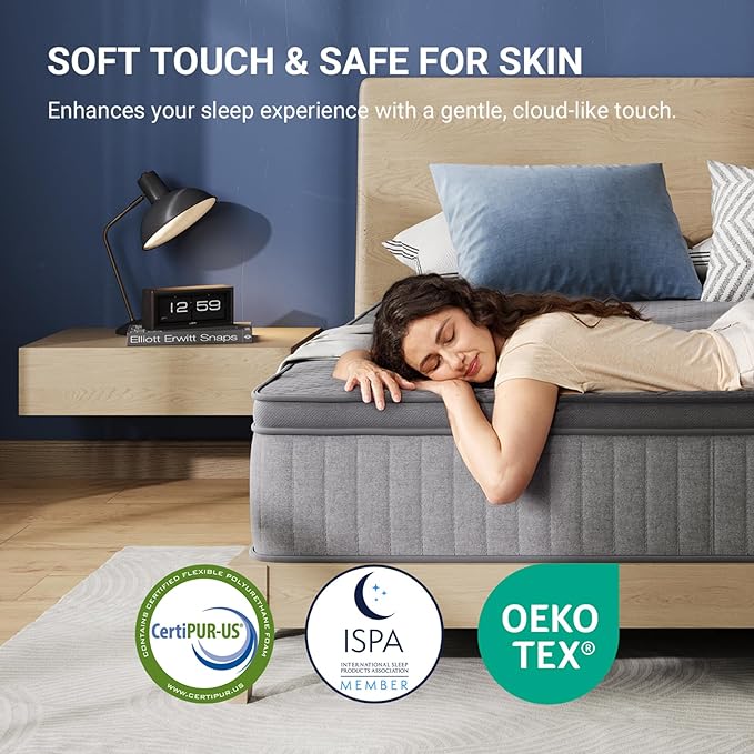 Avenco 10 Inch King Size Mattress, Hybrid Mattress with Smarts Coil™ Pocket Springs for Targeted Support and NanoGel™ Memory Foam for Cool Night Sleep & Motion Isolation, CertiPUR-US Certified