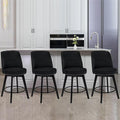 MINCETA Bar Stools Set of 4, 26 Inch Upholstered Barstools with High Back and Footrest, Swivel Counter Height Barstools for Kitchen Island Home Bar Black