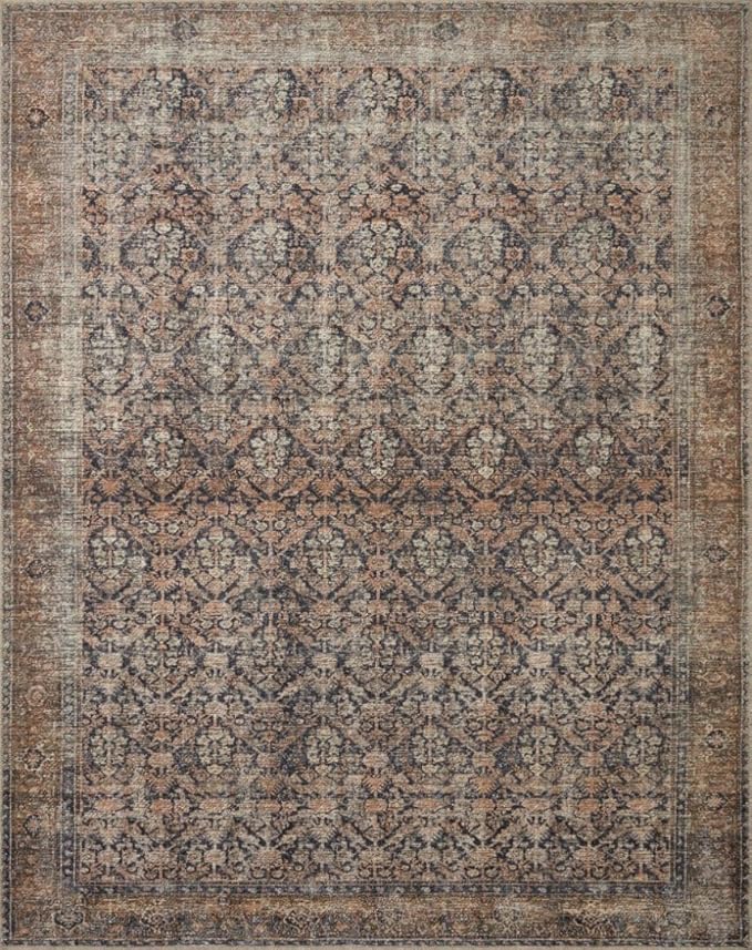 Loloi Amber Lewis Billie Collection, Ink & Salmon 2'-3" x 3'-9" Area Rug – Antique & Distressed Accent Rugs for Living Room, Bedroom, Entryway & Hallway, No Shed High Traffic Area Home Decor Rug