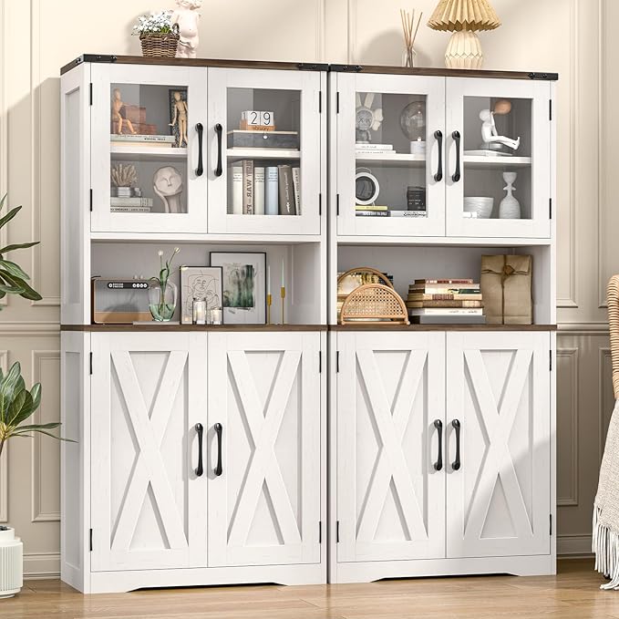 Bathroom Storage Cabinet with Adjustable Shelves, Farmhouse Kitchen Pantry, Rustic Style Cabinet