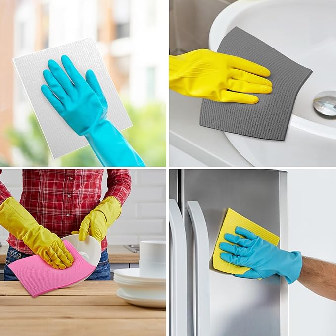 AIDEA Swedish Dishcloths for Kitchen, 10PK, White, Absorbent Sponge Dish Cloth, Dishcloths for Washing Dishes, Reusable Paper Towels Dish Cloths, Swedish Towels for Home, Kitchen, Glass, 7" x 6"