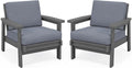 SERWALL HDPE Outdoor Couch Set of 2, Grey Frame and Grey Cushion