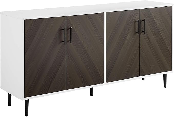 Walker Edison Fehr Modern 4 Door Bookmatch Buffet, 58 Inch, Ash Brown