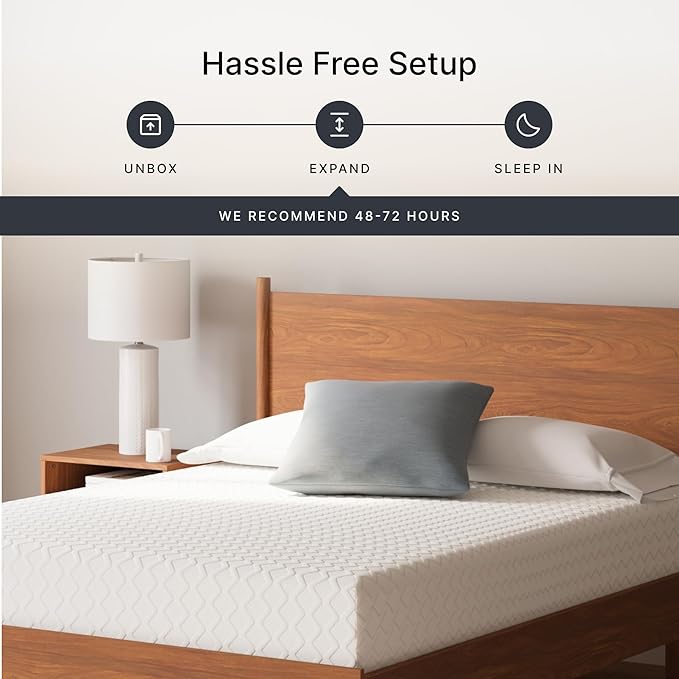 Signature Design by Ashley Queen Size Chime 10 Inch Medium Firm Memory Foam Mattress with Green Tea & Charcoal Gel for Pressure Relief, Fiberglass Free, Mattress In A Box