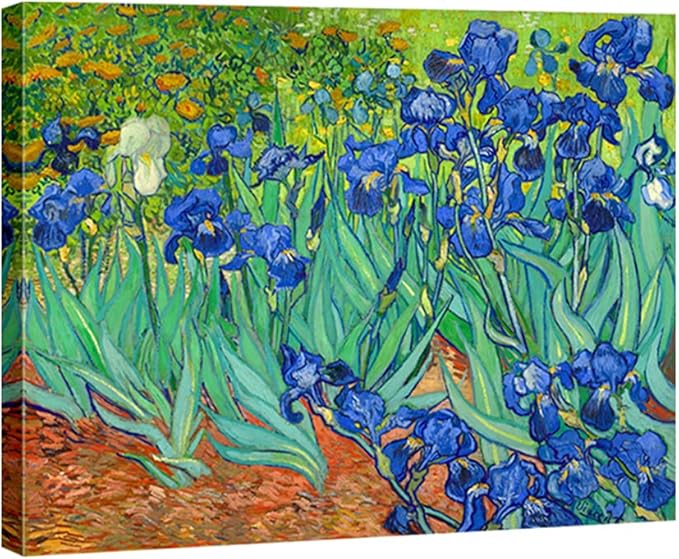 Wieco Art Irises Canvas Print Wall Art by Van Gogh Famous Flowers Oil Paintings Reproduction Large Gallery Wrapped Floral Pictures Flowers Giclee Artwork for Dining Room Home Office Decorations