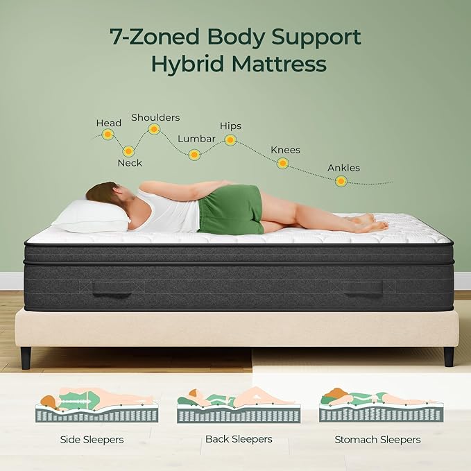 koorlian XL Twin Mattress 12 Inch - Cooling Hybrid Mattress in a Box for Back Pain Relief - Pocket Spring & Memory Foam | Fiberglass-Free, Medium Firm Feel, CertiPUR-US, 120 Nights Trial
