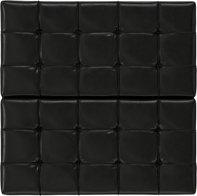 SIMPLIHOME Harrison Large Coffee Table Storage Ottoman - 40 inch Wide Upholstered Vegan Leather Square Lift-Top Ottoman in Midnight Black, Transitional Bench for Living Room with Sturdy Base