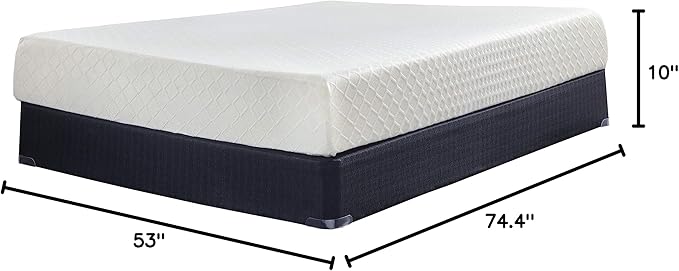 Signature Design by Ashley Full Size Chime 10 Inch Medium Firm Memory Foam Mattresswith Green Tea & Charcoal Gel for Pressure Relief, Fiberglass Free, Mattress In A Box