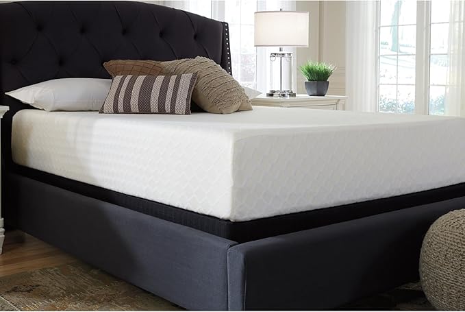 Signature Design by Ashley Twin Size Chime 10 Inch Medium Firm Memory Foam Mattress with Green Tea & Charcoal Gel for Pressure Relief, Fiberglass Free, Mattress In A Box