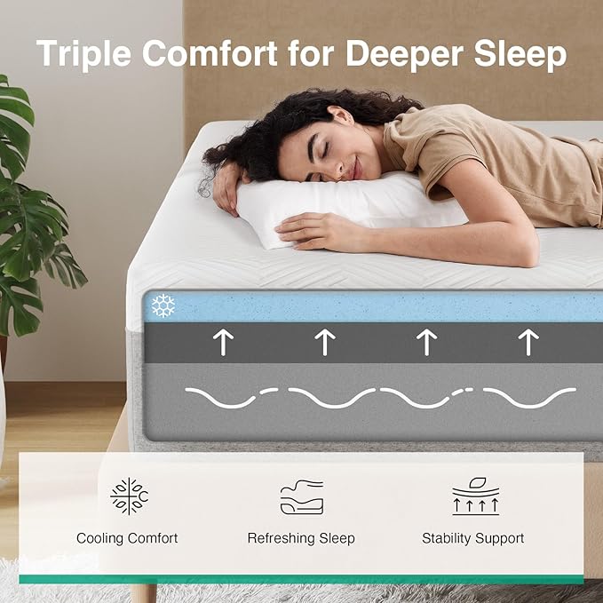 Novilla 10 inch Memory Foam Mattress King, Mattressess King Size in a Box with Gel Foam for Comfortable Sleep & Pain Relief & Body Support, CertiPUR-US Certified