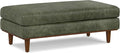 SIMPLIHOME Morrison 49 inch Wide Large Rectangular Ottoman in Moss Green Genuine Leather, Multifunctional Footrest, Coffee Table, and Extra Seating for Living Room, Mid-Century Modern Style