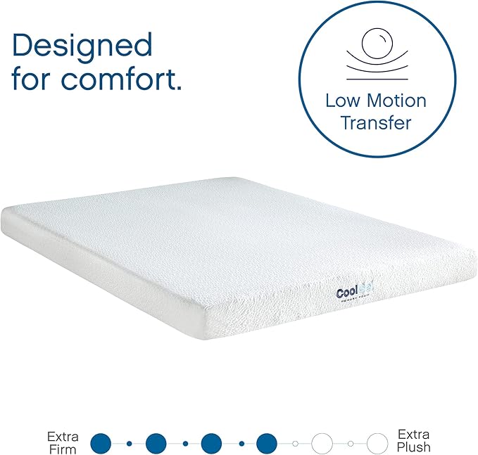 Cool Gel 6 Inch Queen Memory Foam Mattress Medium Firm, Memory Foam Mattress Queen Size Cooling, Made in the USA, 6" Depth with Pressure Relief, CertiPUR-US Certified No Fiberglass, CoolGel Bed