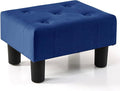 Poofzy Small Foot Stool Ottoman, Velvet Ottoman Foot Rest with Legs, Rectangle Foot Rest for Couch, Footstools and Ottomans Small for Living Room and Entryway (Navy Blue)