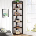 Tribesigns 6 Tier Corner Shelf, 70.9 Inch Tall Corner Bookshelf Small Bookcase Rustic Corner Shelving Unit Storage Rack for Living Room, Home Office, Kitchen, Small Space
