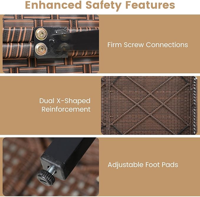 HAPPYGRILL Outdoor Patio Daybed PE Rattan Sunbed with Pillows and Cushions, Heavy-Duty Metal Frame, Outdoor Bed Lounger for Porch, Backyard and Poolside (Beige)