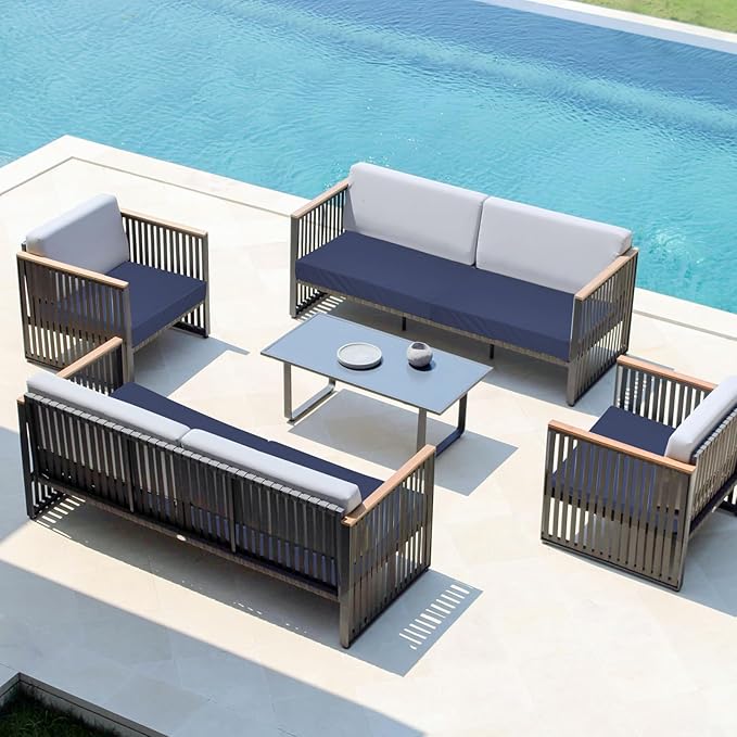 Easy-Going Waterproof Patio Cushion Covers ONLY Cover 22x20x4 inch 4 Pack Replacement Non-Slip Outdoor Seat Cushion Slipcover with Zipper. Navy