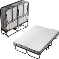 Folding Bed with Mattress 75"x54" Extra Wide Double Folding Bed, Upgraded Sturdy Construction Portable with Mattress for Adult Guests, Folds Down to Save Space (75" x 54")