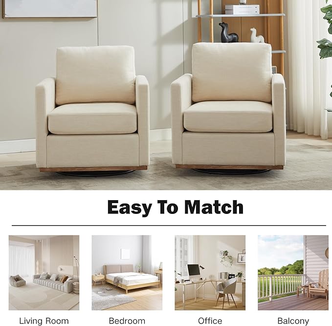 Chifee & Vingol 30.7" W Mid Century Modern Swivel Accent Chair for Living Room Set of 2,Beige