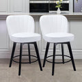 MINCETA Bar Stools Set of 2, PU Leather Barstools, 26 Inch Upholstered Counter Stools with Backrest and Footrest, Swivel Counter Height Barstools for Kitchen Island Home Bar White