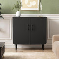 Buffet Cabinet with Storage, Sideboard with 2 Doors, Adjustable Shelf, Fluted Accent Cabinet for Living Room, Modern,Black