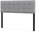 Giantex Linen Upholstered Headboard, Adjustable Width Button Tufted Headboard Only with Solid Wood Legs, Attach Frame, Rectangular Headboard for Queen Full Size Bed, Gray