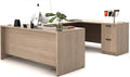 100.4" U-Shaped Executive Computer Desk with Lockable File Cabinets, Large Home Office or Business Workstation with Drawers, Cable Management (Lime)