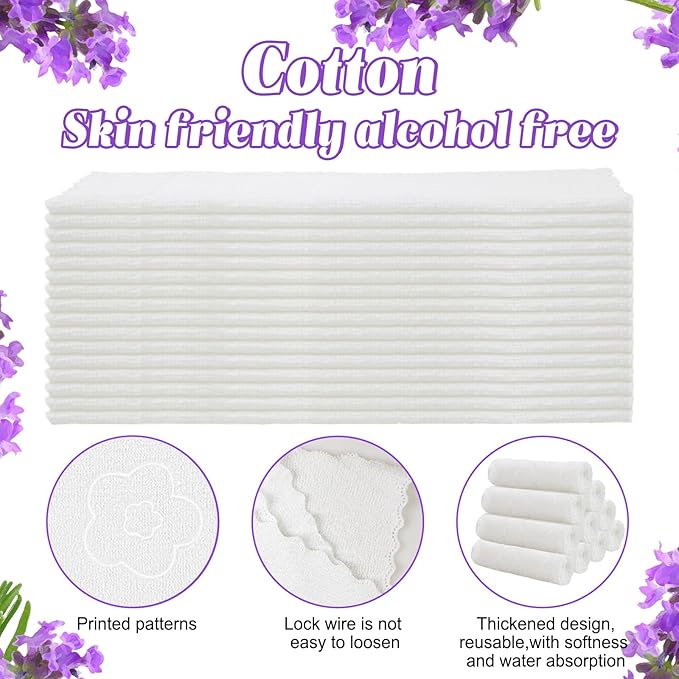 Hot or Cold Moist Cotton Towel Bulk Moist Towelettes Individually Wrapped 8.7" x 8.7",White Towel Services,Refreshment Pre Moistened Towels Lavender Scent for Travel Sport Party Spa Dentist Hotel