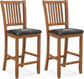 COSTWAY Bar Stools Set of 2, 25.5” Counter Height Bar Stool with Backrest, Padded Seat, Footrest & Rubber Wood Frame, for Kitchen Island, Pub & Restaurant (2)