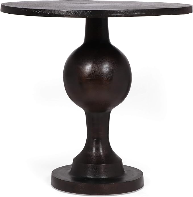 Christopher Knight Home Vintage Aluminum Round Dining Table with Pedestal Base, Table for Dining Set, Suitable for Small Living Areas,Furniture for Kitchen, Dining Room, Party, Raw Bronze