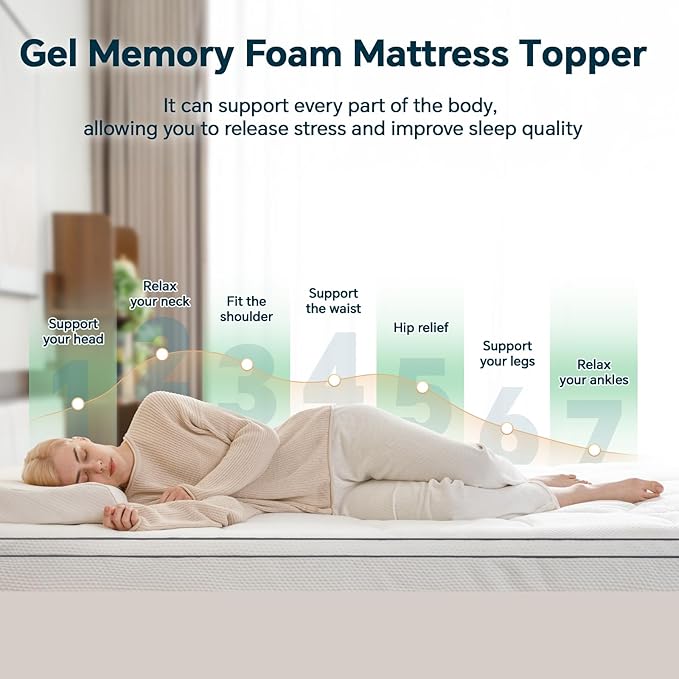 4 Inch Memory Foam Mattress Topper Medium XL Size - Dual Layer 3 Inch Cooling Gel Memory Pad and 1 Inch Pillow Top Mattress Cover for Back Pain - 39" x 70" x 4"