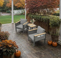 Corinth 3-Piece Aluminum Patio Conversation Set - Outdoor, Porch, Balcony, Yard, Gardern, All Weather, 2 Comfortable Sofa and 1 Coffee Table, Grey