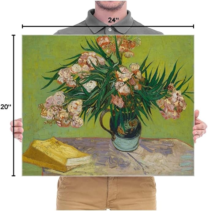 Wieco Art Large Giclee Canvas Prints Wall Art Oleanders 1888 by Van Gogh Famous Floral Oil Paintings Reproduction Modern Gallery Wrapped HD Classic Abstract Flowers Pictures Artwork for Home Decor