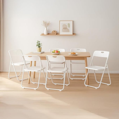 10 Pack White Plastic Folding Chairs, Indoor Outdoor Portable Stackable Commercial Seats with Steel Frame for Home Office Wedding Party Events Kitchen Dining, 350lb Capacity