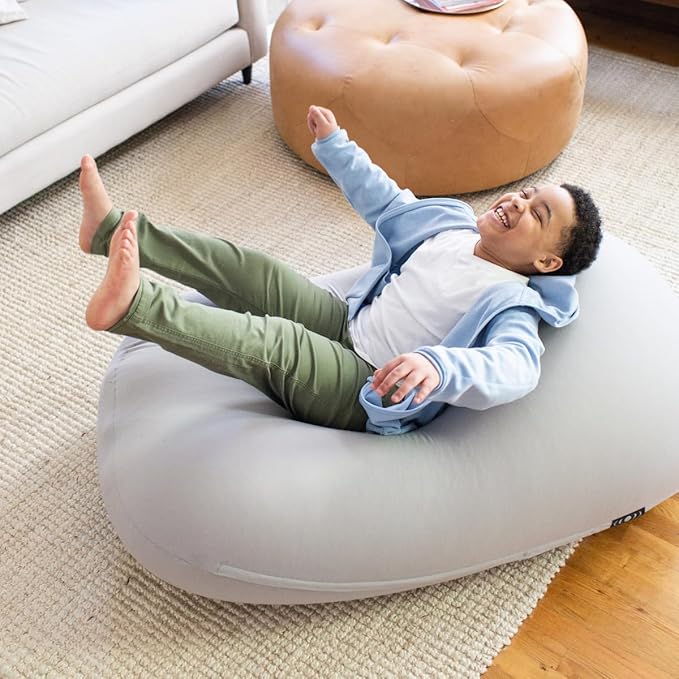 The Moon Pod Bean Bag Chair - Large, Modern Beanbag for Adults, Kids and Teens. Washable Stretch Cover Filled with Thousands of High Density Micro-Beads (Light Gray).
