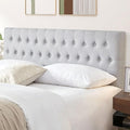 Kingfun Upholstered Tufted Twin Bed Headboard in Modern Button Design, Adjustable Solid Wood Head Board, Premium Linen Fabric Padded Headboards in Bedroom, Grey