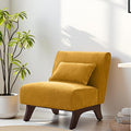 Upholstered Armless Accent Chair,Modern Comfy Living Room Chairs with Wooden Legs& Pillows,Lounge Sofa Side Chair for Bedroom Farmhouse Reading (Yellow, 1 PC)